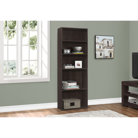 Monarch Specialties Bookshelf, Bookcase, 6 Tier, 72"H, Office, Bedroom, Laminate, Brown, Transitional I 7467